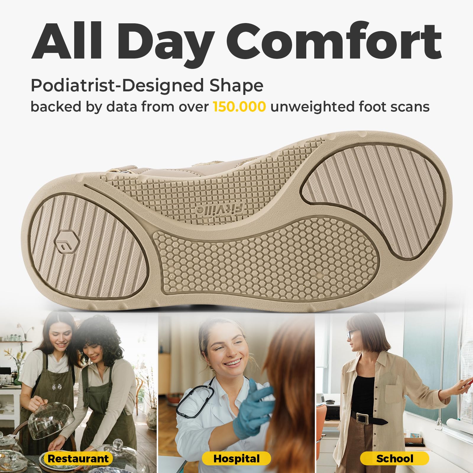 FitVille Chaussures pour Femmes à Pieds Larges Chaussures de Marche Confortables et Respirantes Sandales avec Soutien de la Voûte Plantaire