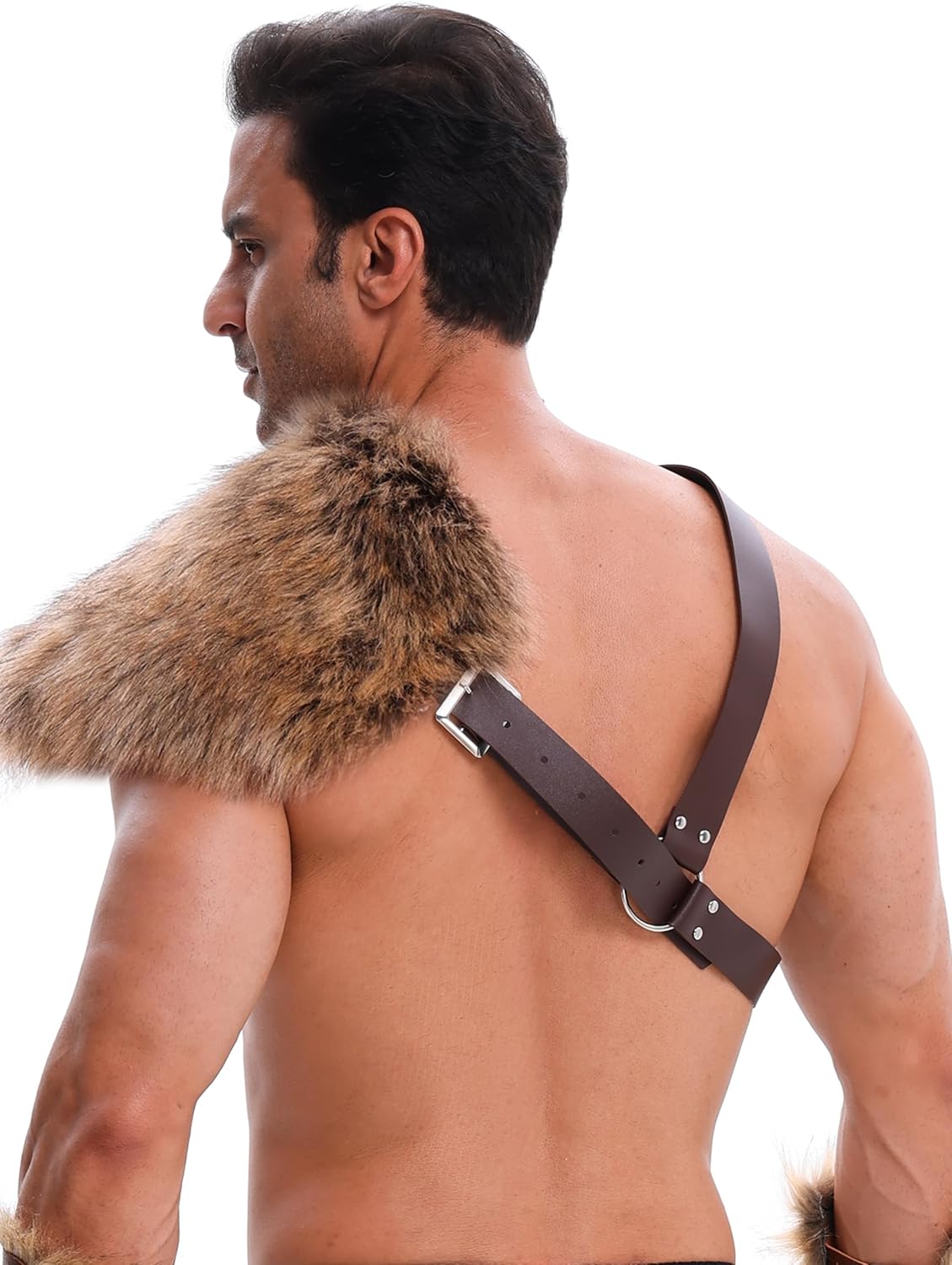 Viking Faux Fur One Shoulder Wrap for Armor Men Shawl Cosplay Medieval Halloween Costume Accessory - Image 7