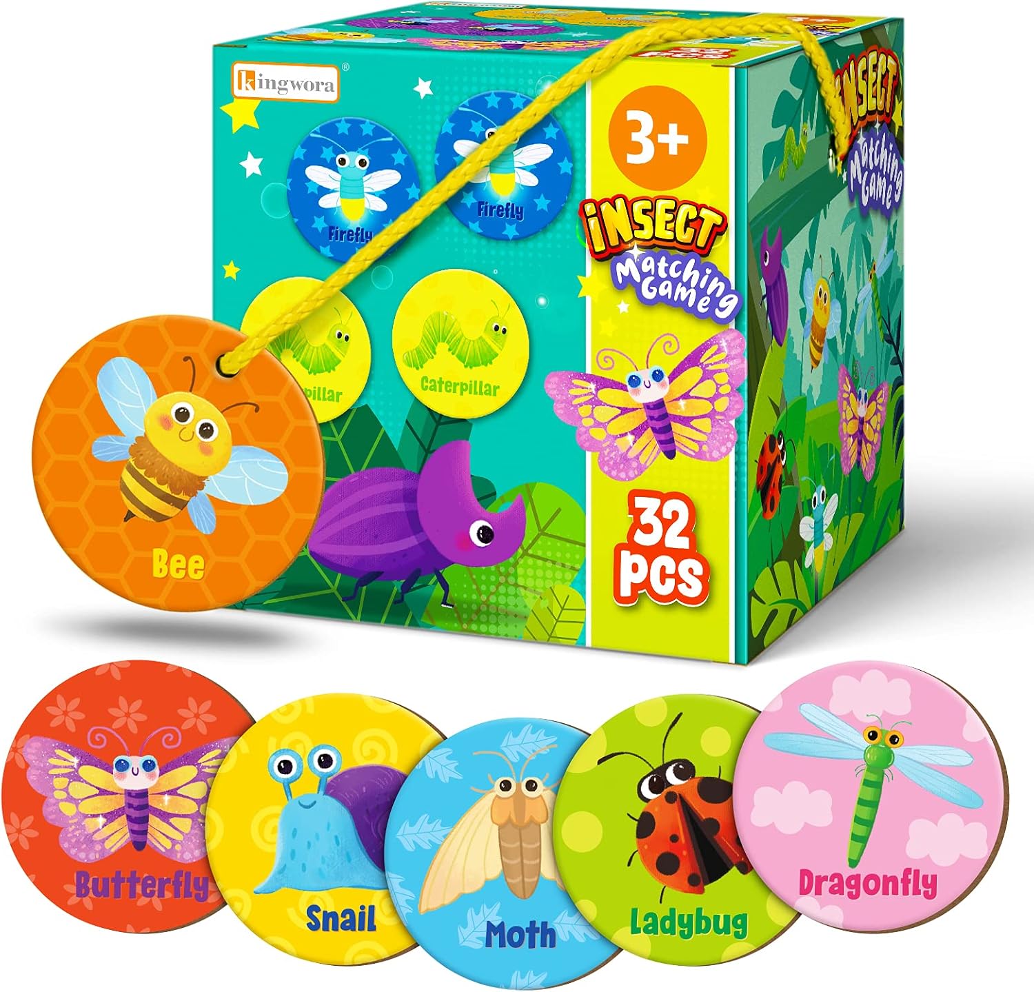 Amazon.com: Matching Game - 16 Pairs Bug Insect Memory Games for Kids 3 ...