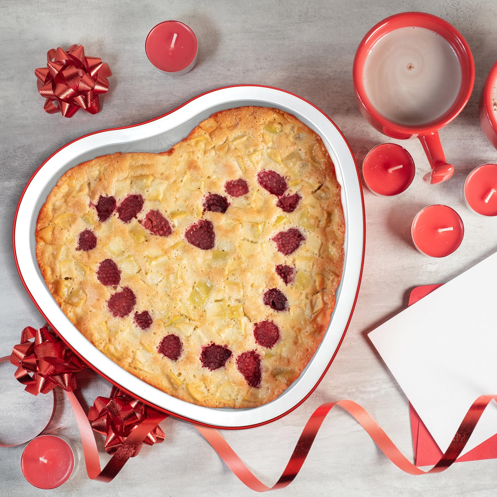 15 moldes de 22 onzas para pasteles de San Valentín, moldes de papel de aluminio para horno rojo con tapas, postres para hornear, tazas desechables para cupcakes para San Valentín, cumpleaños, 4