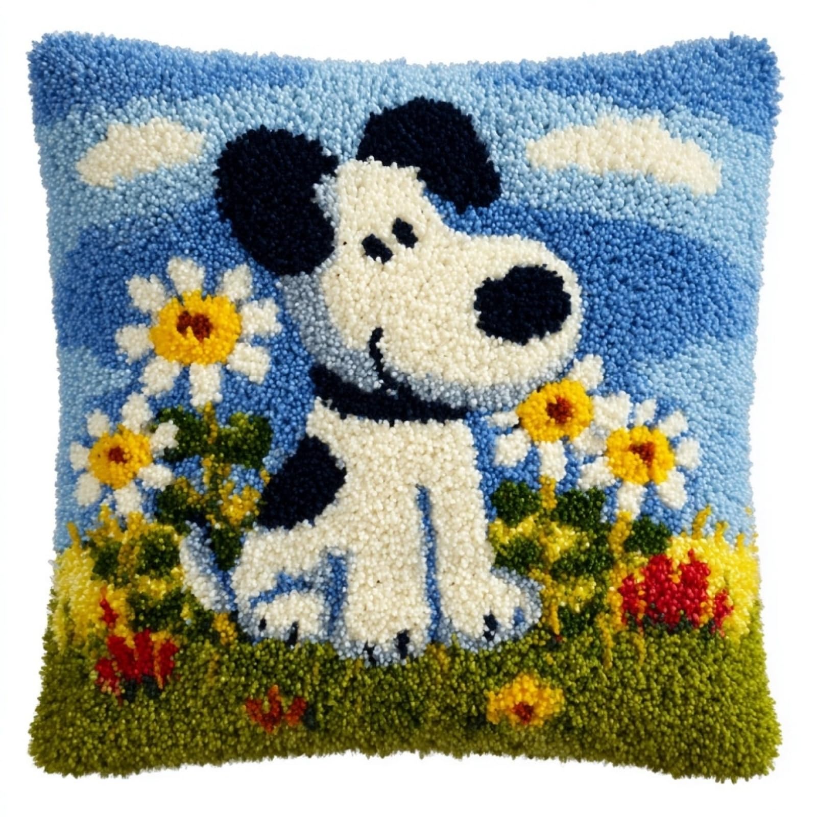 Axiangzik Dogs And Flowers Latch Hook Cushion Kits,