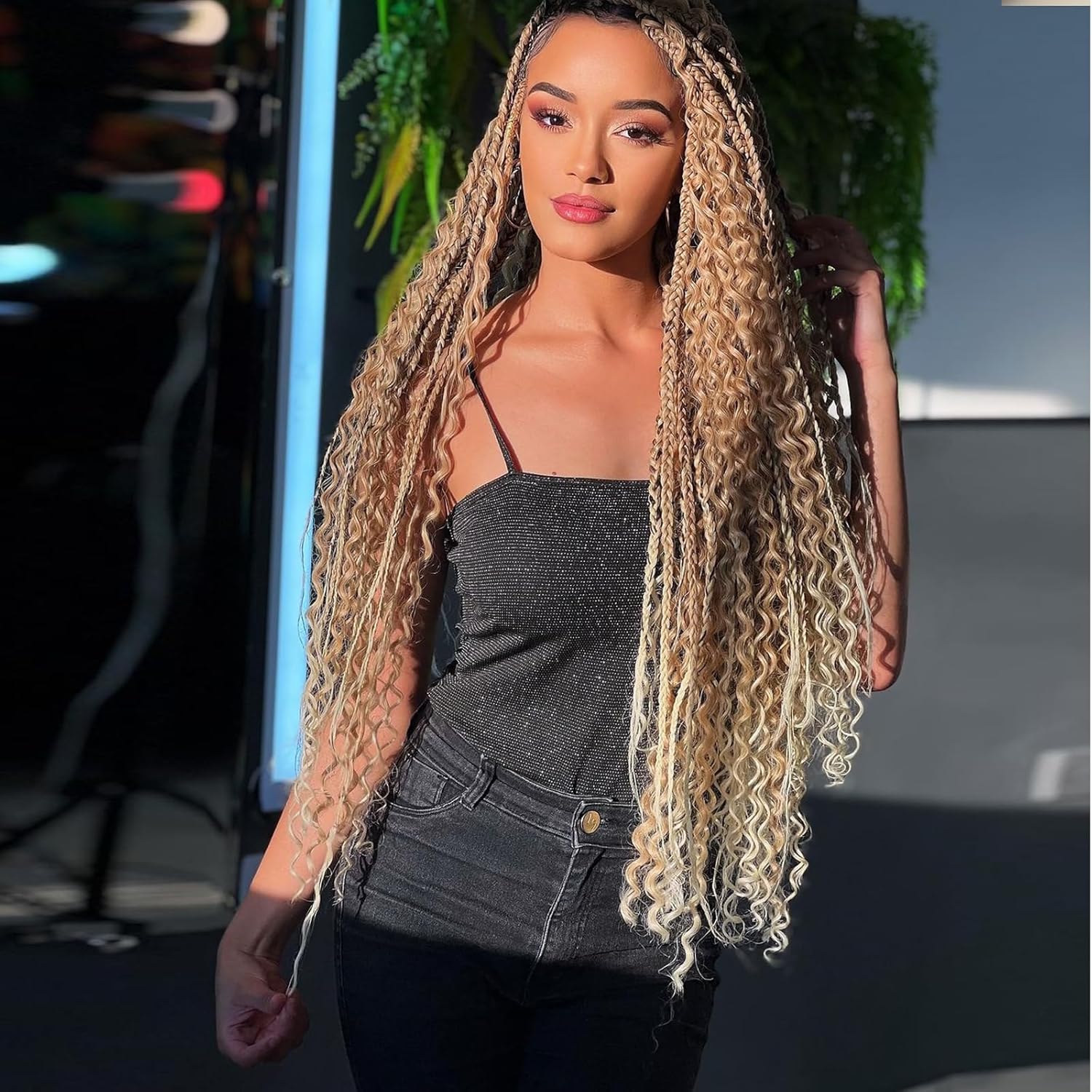 Vustbeauty 9 Packs Boho Box Braids Crochet Hair 30 Inch Goddess Box Braids Crochet Hair With Curly Ends Synthetic Bohemian Braids Hair Extension For Women (30inch, 1b)