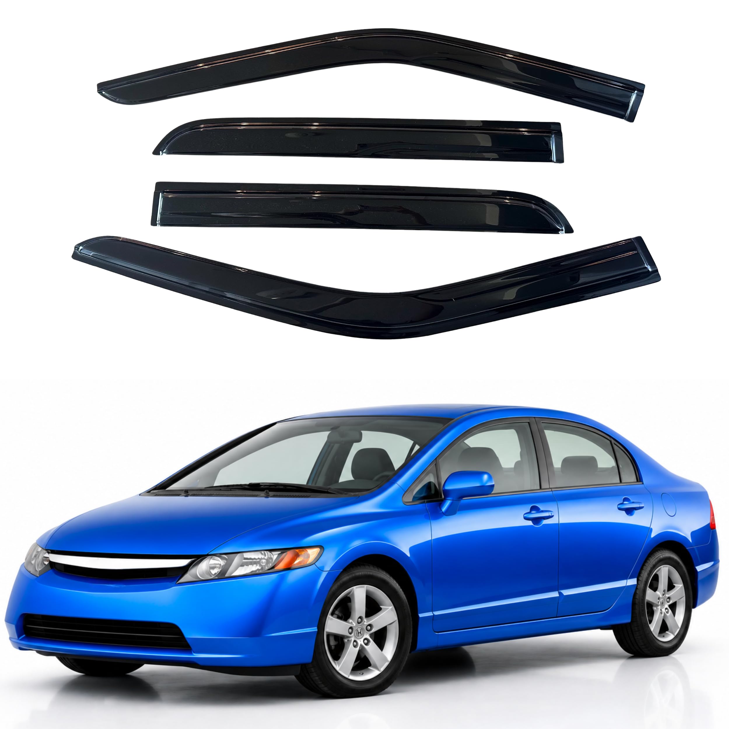 IG Window Visors Fit for 2006-2011 Honda Civic, Out-Channel Rain Guards Vent Wind Deflectors 4PC, Car Accessories for 06-11 Civic (Sedan Only)