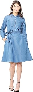 Avyanna Stylish Women's Blue Solid Denim Dress