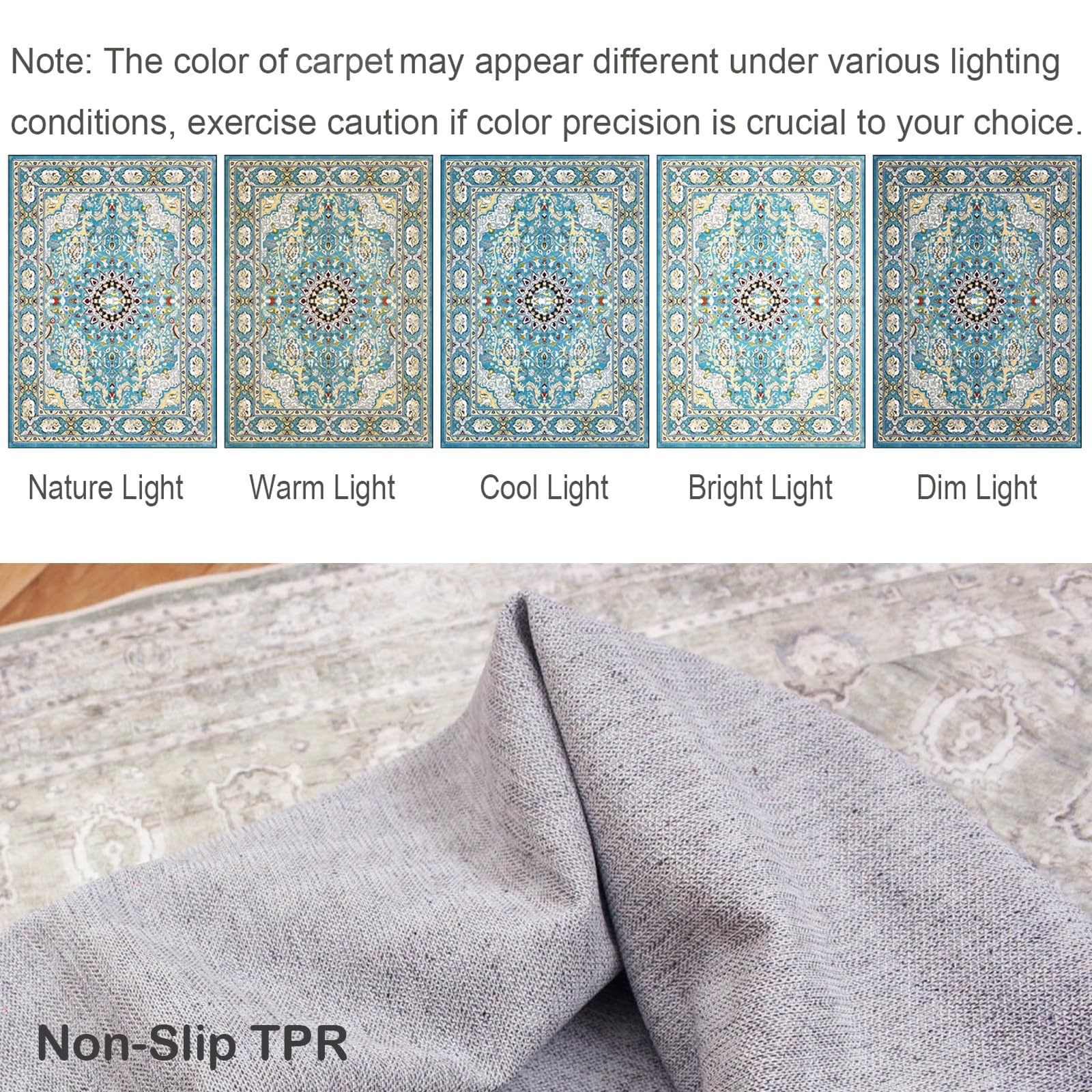 CXTAI Vintage Boho 60x240cm (2x8ft) Long Carpet Runners for Hallways Kitchen Laundry Entryway Non-Slip Machine Washable - Blue Style - Image 3