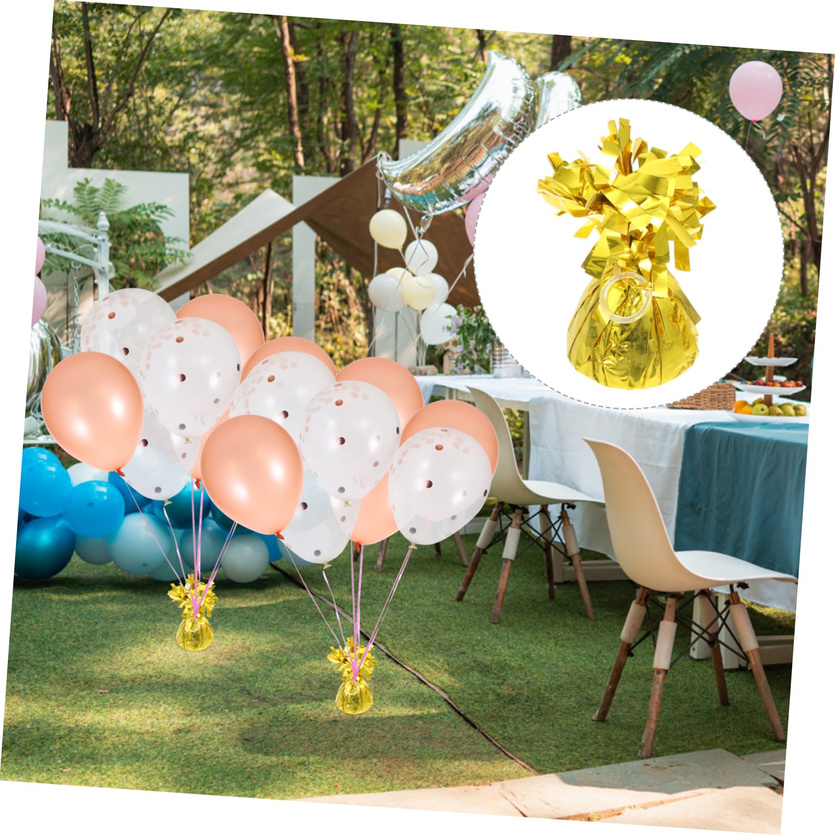 Pesi per Palloncini Oro 5 Pezzi in Alluminio a Blocco | Palloncino in Lattice, per Tavolo da Pranzo, Adatti a Feste e Celebrazioni, Set Decorativo