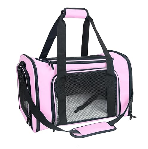 NextFri Soft Sided Carrier for Small Medium Cats Dogs,Removable Pad Collapsible Travel Pet Carrier Large Pink - Large - Pink