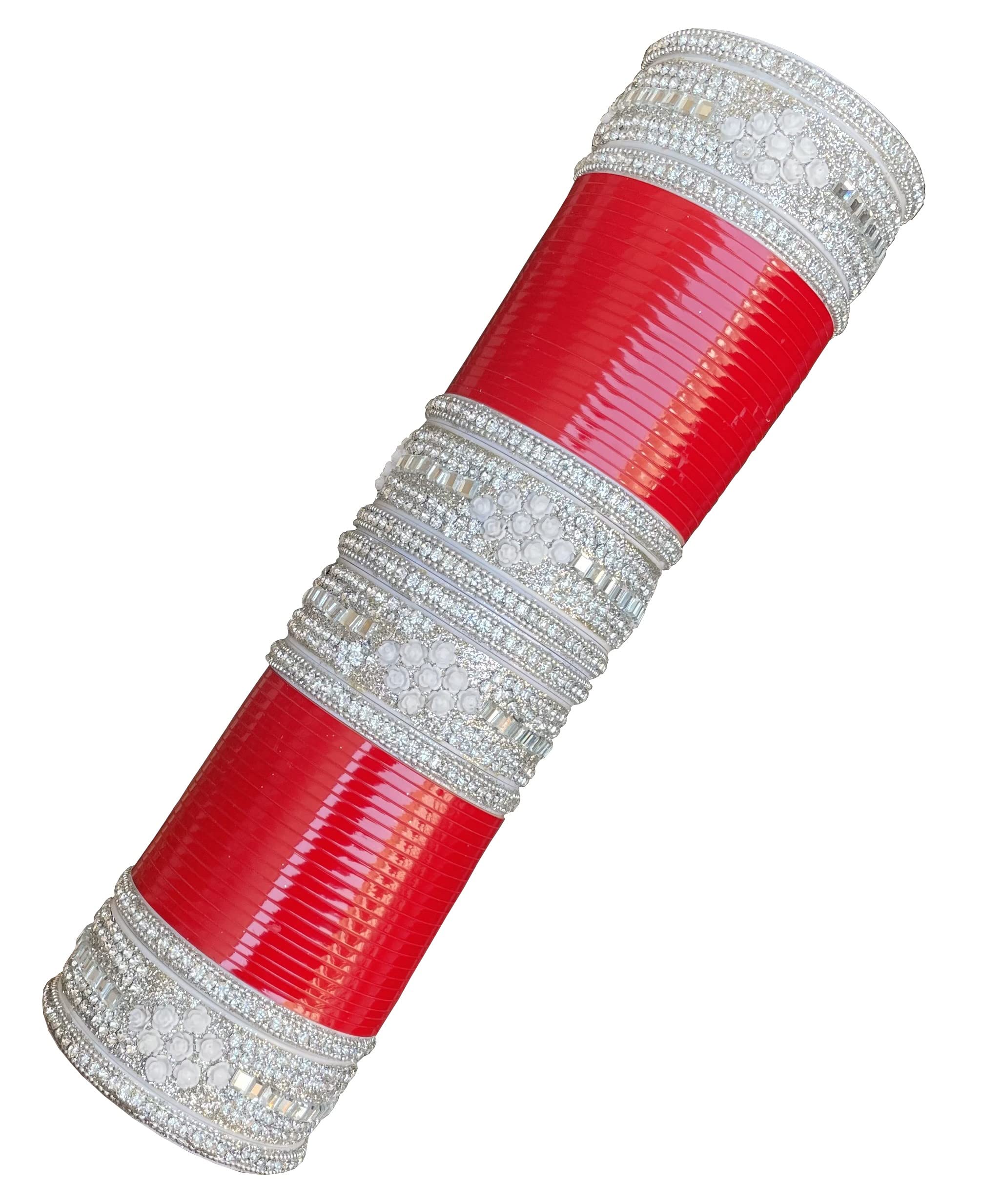 MehpriyeSilver Plated Red Punjabi Bride Choora Wedding Chuda Marriage Jewellery Dulhan Chuda Set for Women's