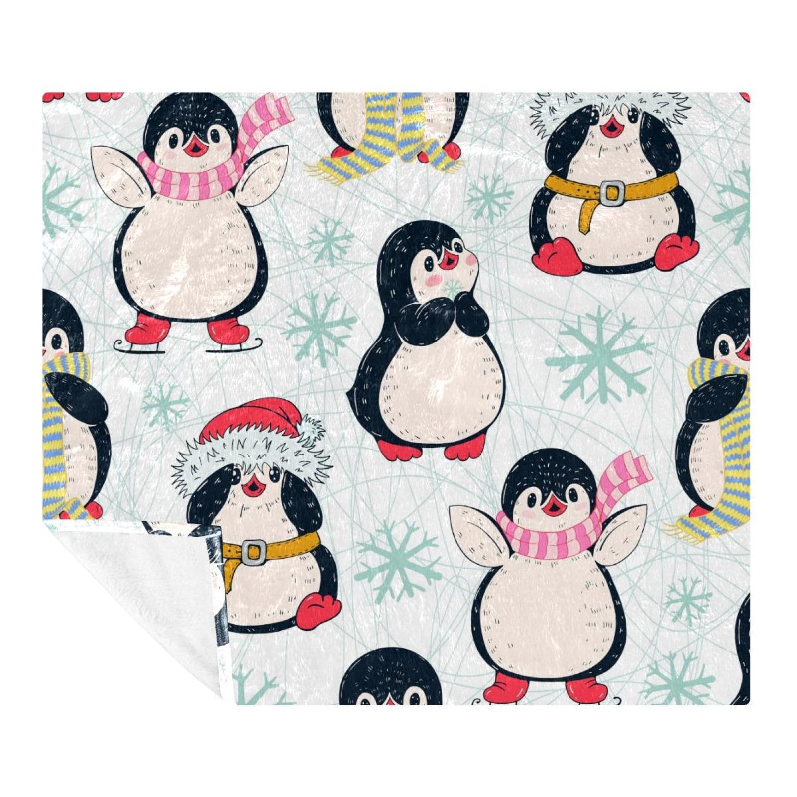 Couverture pingouin pour canapé et lit : plaid polaire 150x200cm idéal pour vos soirées d'hiver