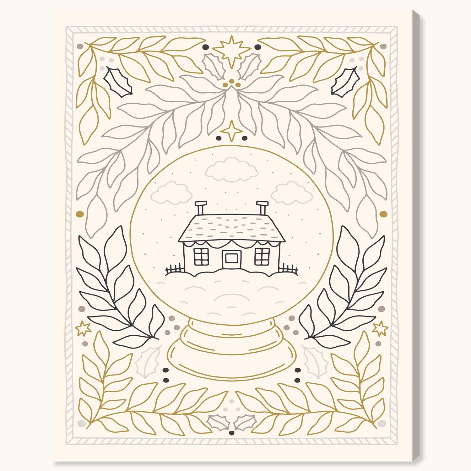 wynwood studio holiday and seasonal modern wrapped canvas art - snow globe white christmas, wall art for living room, bedroom, and bathroom, 30" x 36", white and gray home decor 36l" x 30w"