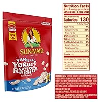 Vista 4 de Sun-Maid - Pasas cubiertas de yogur de vainilla - (Paquete de 12) Bolsa resellable de 8 onzas - Bocadillo de fruta disecada cubierta de yogur