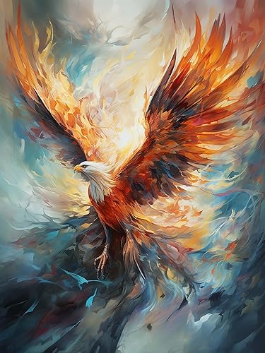 Cuneai - Kit de pintura de diamante 5D Phoenix Taladro redondo por números, manualidades coloridas, bordado de cristal para decoración de pared del