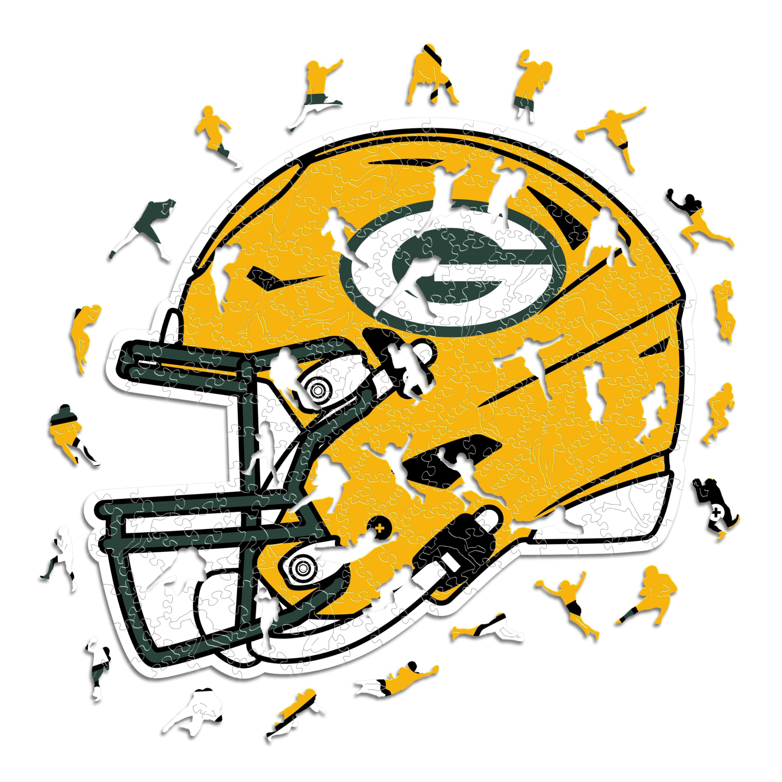 Iconic Puzzles, Green Bay Packers Helmet, Wooden Puzzle officially licensed NFL, 100% sustainable