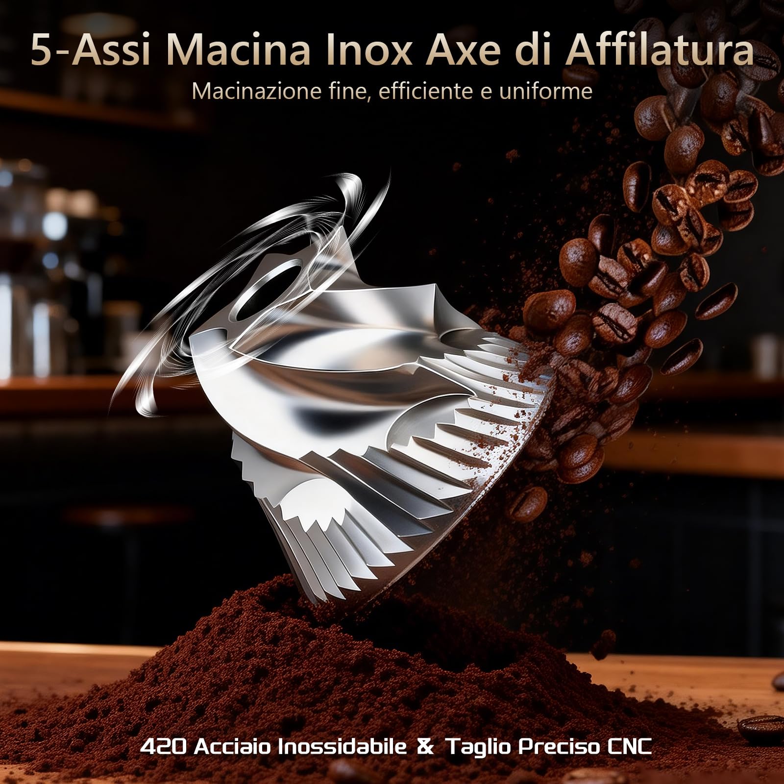 Macinacaffè Manuale, Macina Caffè Manuale con Macina Conica in Acciaio Inox, Coffee Grinder con 30 Impostazioni Regolabili e Capacità di 30g, per Moka, Pour Over, French press e Aeropress