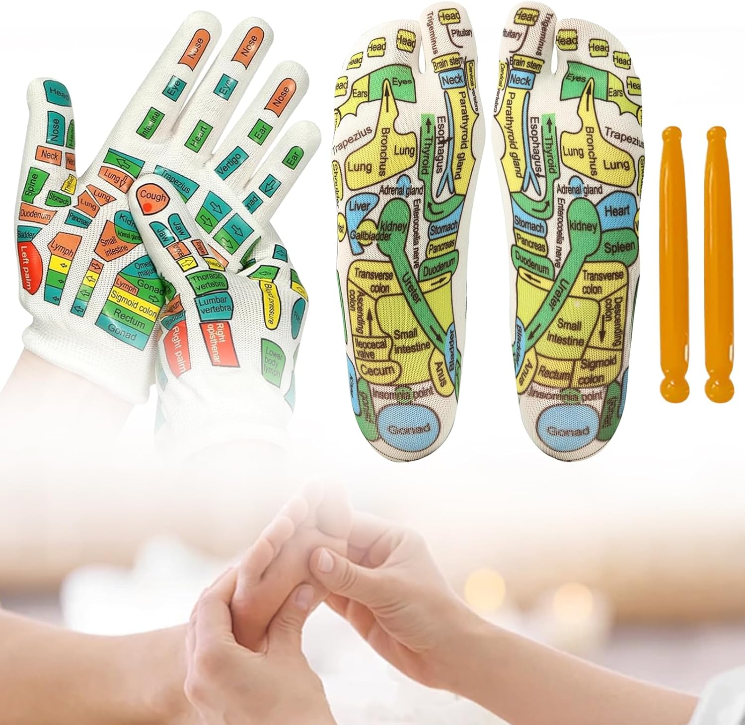 Xoeryoy Reflexology Socks,Gloves ＆ 2 Massage Tools