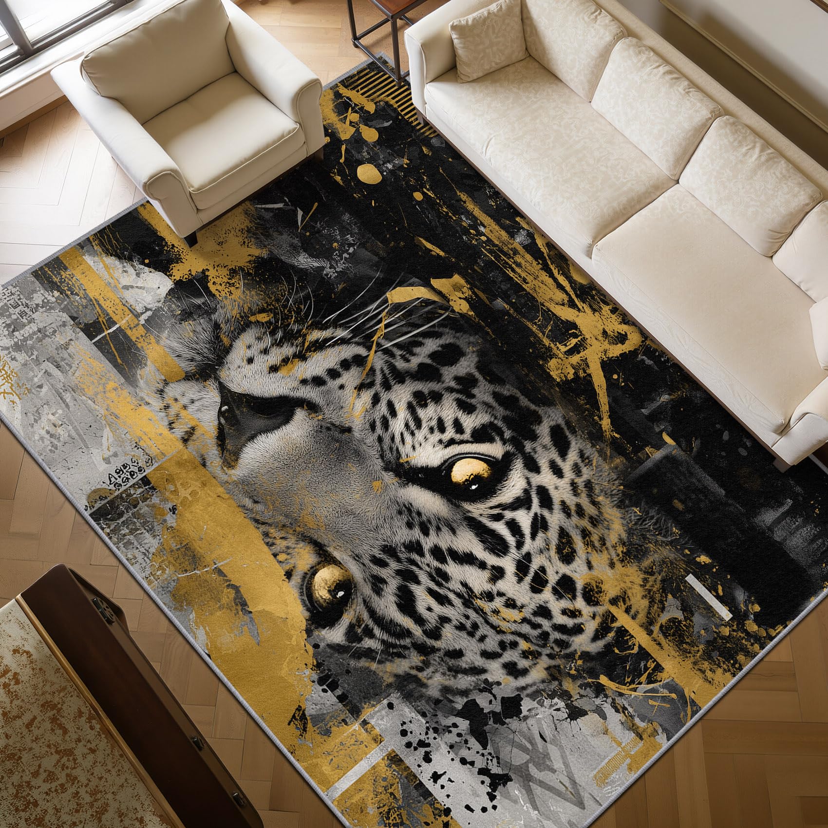 Mistela Leopard Teppich 200x200 cm Tiermotiv