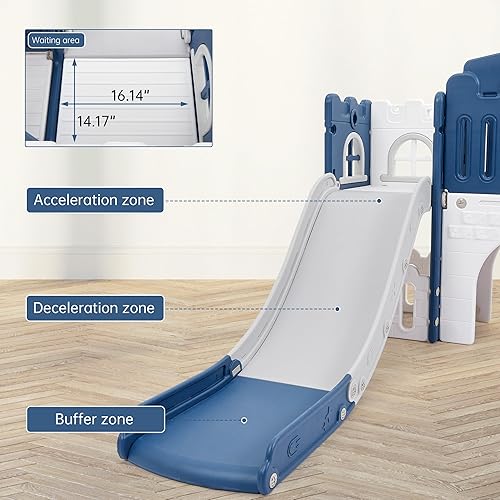 Miniatura 6 de Juego de tobogán 8 en 1 para niños pequeños de 1 a 3 años, juego de bebé para interiores y exteriores con escalador, túnel de gateo, aro de