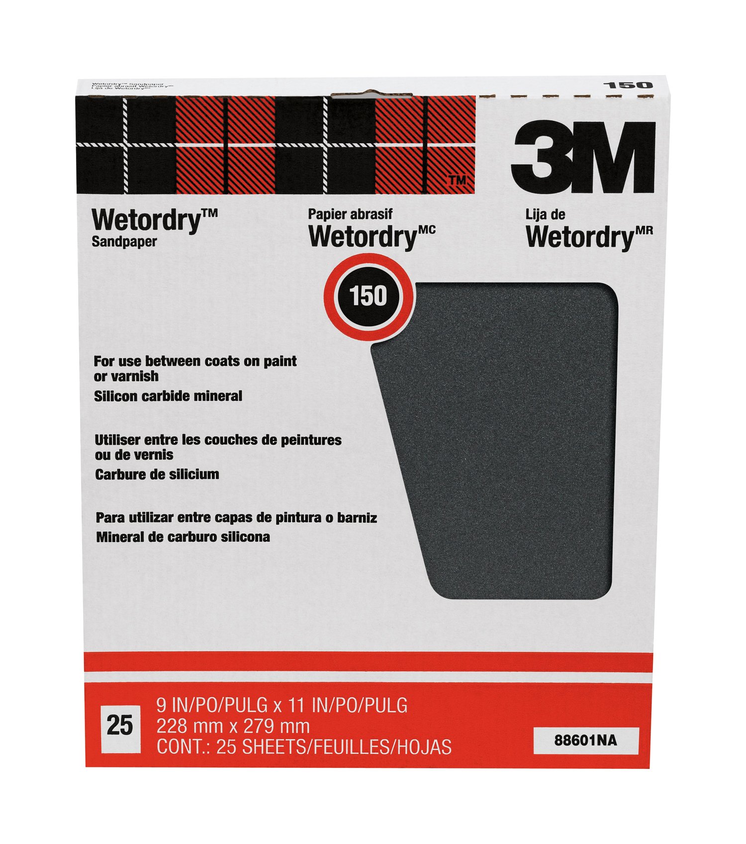 3M 99425NA Pro-Pak Wetordry Sand Paper, 9" x 11", Clear