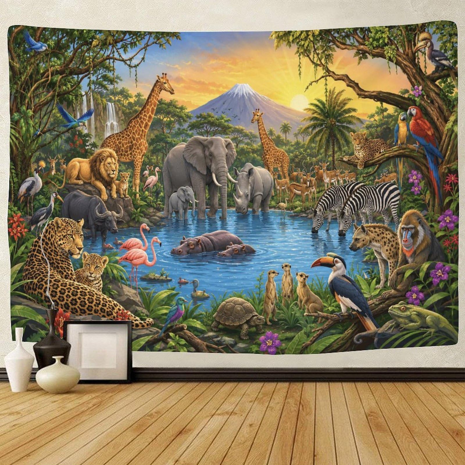 GPMNBCXZK African Savannah Wildlife Animals Wall Art Decor 3D Print Wall Tapestry Tapestries Home Decoration Curtain Bedroom Dorm 150cmx200cm