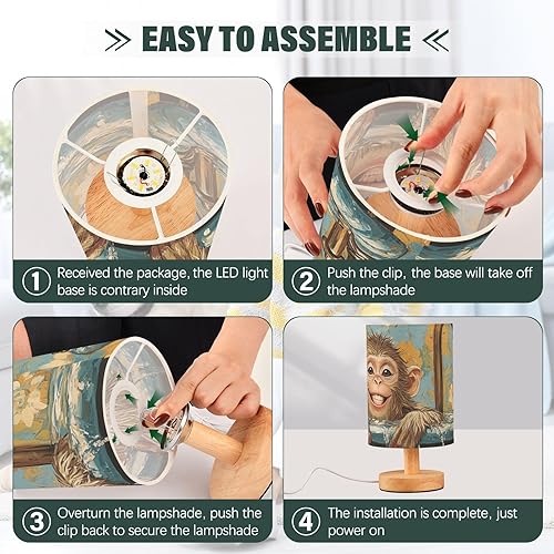 Miniatura 4 de Chic Rhesus Monkey Macaque Retro Bañera Luces Nocturnas Dormitorio Lámparas de Noche Clásicas Luces de Noche para Adultos Guardería