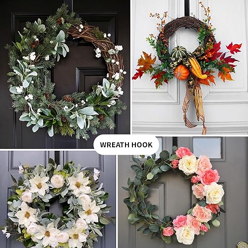 Miniatura 3 de ShangTianFeng Perchas de corona para puerta delantera, ajustable de 15 a 25 pulgadas, soporta hasta 20 libras, gancho de metal para colgar puertas,