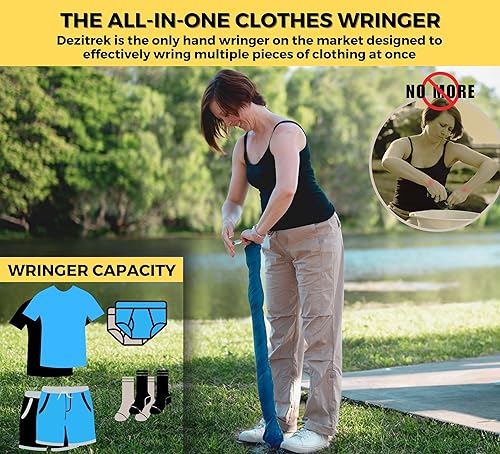 Miniatura 2 de Dezitrek Escurridor de ropa ultraligero  Escurridor manual de lavandería con manivela para vivir fuera de la red, camping, hotel y viajes, compacto
