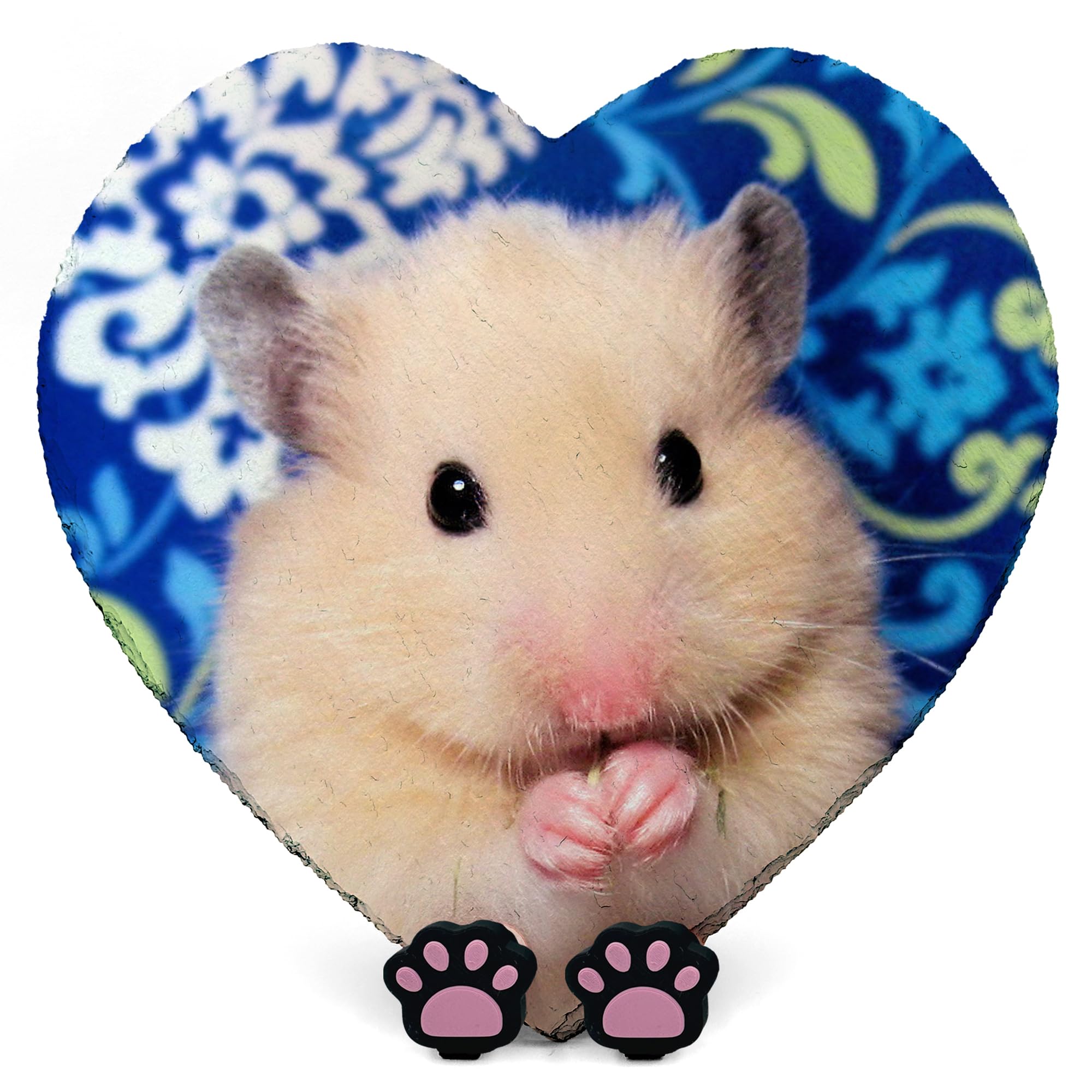 AMAZING Personalised Pet Memorial Heart Plaque with Photo and Text Heart Slate for Dog Cat with Paw Display Stand - Size 25x25 cm — image 1