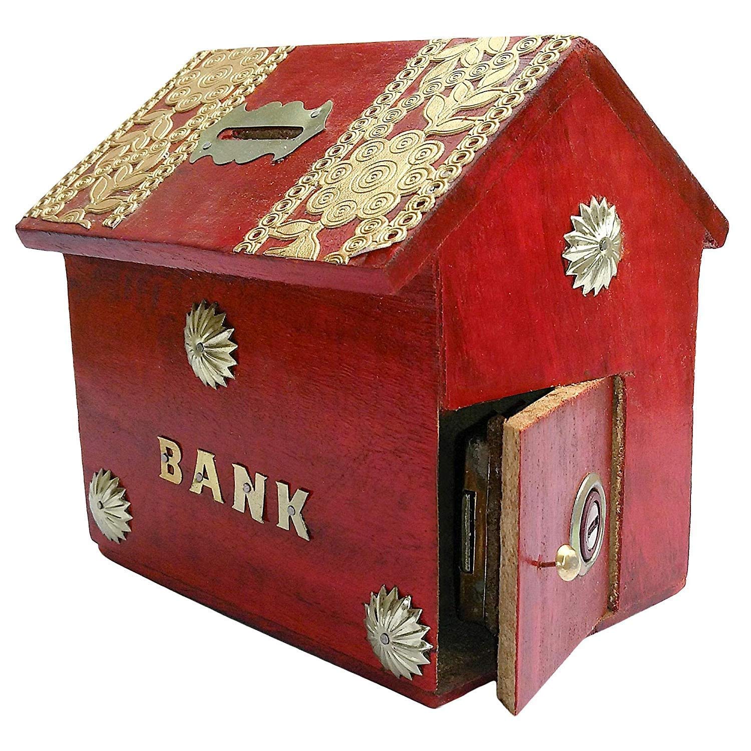 M.A. Wooden Hut Piggy Bank | Money Bank | Gullak For Kids | Birthday Gift For Kids And Adults | Handmade Wooden Coin Box Holder | Money Box Coin Bank With Lock, Antique (B0BWNQHP2W) Amazon Price History, Amazon Price Tracker