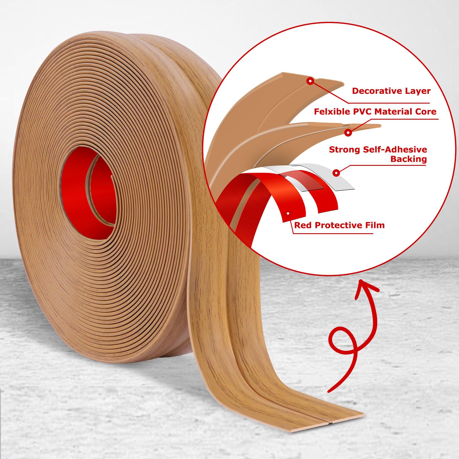 Molduras decorativas pared protector esquinas pared moldura adhesiva rodapie flexible (4cm×3m, Grano de madera amarillo)