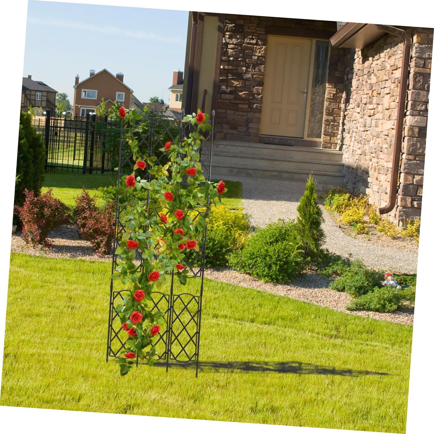 HANABASS Treillis Acier pour Plantes Grimpantes Support De Jardin pour Pois Et Rosiers Treillis Métallique pour Pot De Fleurs Et Plantes Grimpantes