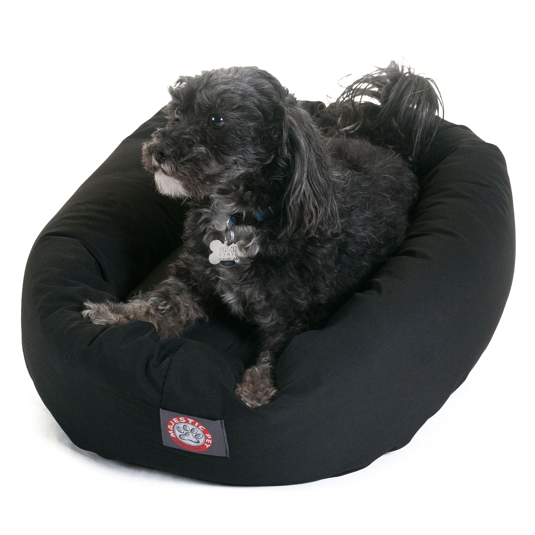 Majestic Pet Bagel Calming Dog Bed, 24 Inch Small, Round, Washable, Black