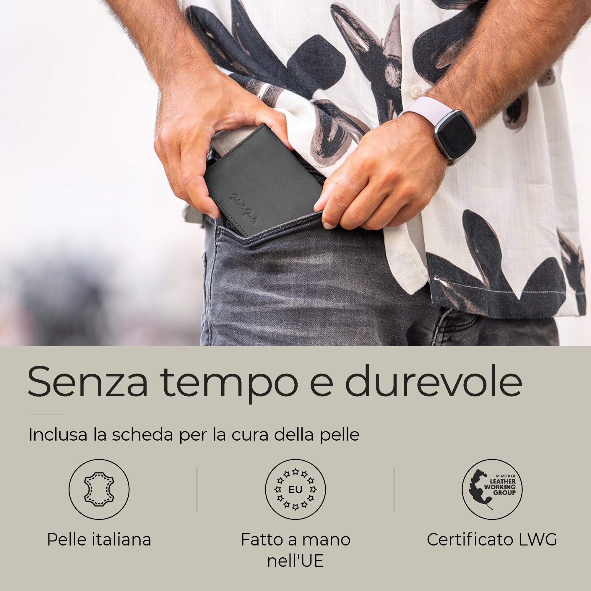 Jaimie Jacobs Flap Boy Portafoglio Magico con scompartimento per monete e RFID-Blocker Magic Wallet di pelle da uomo (Abbronzatura Nero)
