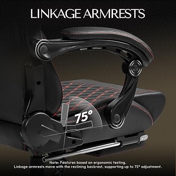 Dowinx Gaming/Office PC Chair with Massage Lumbar Support, Vintage Style PU Leather High Back Adjustable Swivel Task Chair with Footrest (Black and Red)