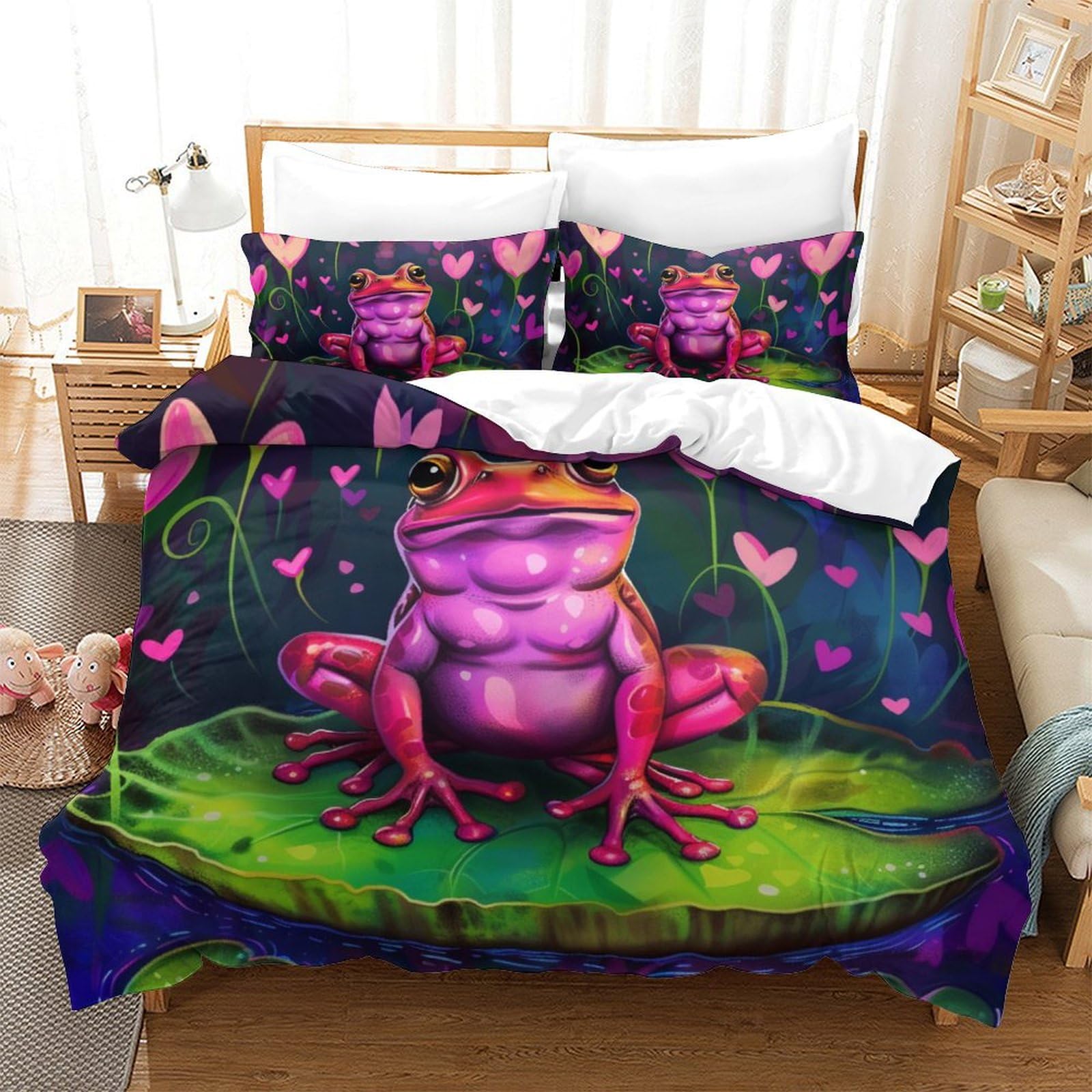 Housse de couette grenouille 3D haut de gamme microfibre douce