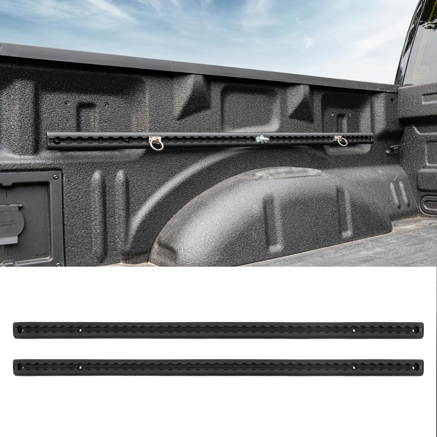 Trail Rail System Compatible with 2022-2025 Ford Maverick Side Rail Track Aluminum Alloy Cargo Management Truck Bed Rail L-Track Tie Down System 2PCS 2024 Maverick Accessories
