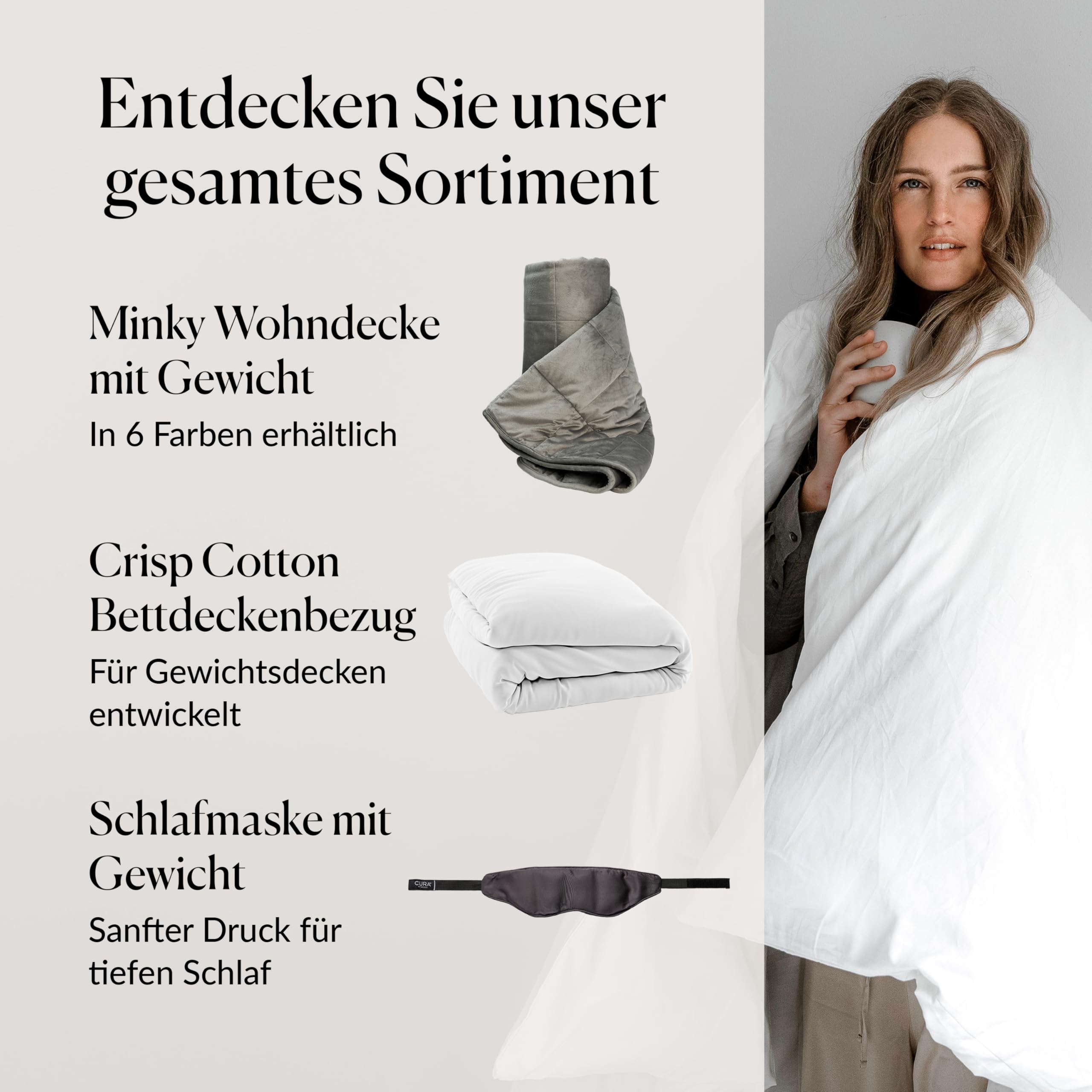 CURA Pearl Classic Gewichtsdecke 150x210 7kg - Anti Stress Therapiedecke - Schwere Decke für tiefen Schlaf und bessere Erholung - Schwere Bettdecke aus 100% Baumwolle - Heavy Weighted Blanket