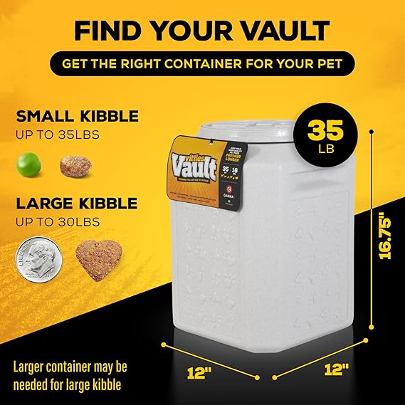 Gamma2 Vittles Vault Pet Food Storage Containers - Sealed Dog and Cat Food Storage Container, Fits up to 35lbs, Made in the USA - [12 L x 16.75 H]