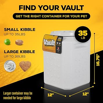 Gamma2 Vittles Vault Pet Food Storage Containers - Sealed Dog and Cat Food Storage Container, Fits up to 35lbs, Made in the USA - [12 L x 16.75 H]