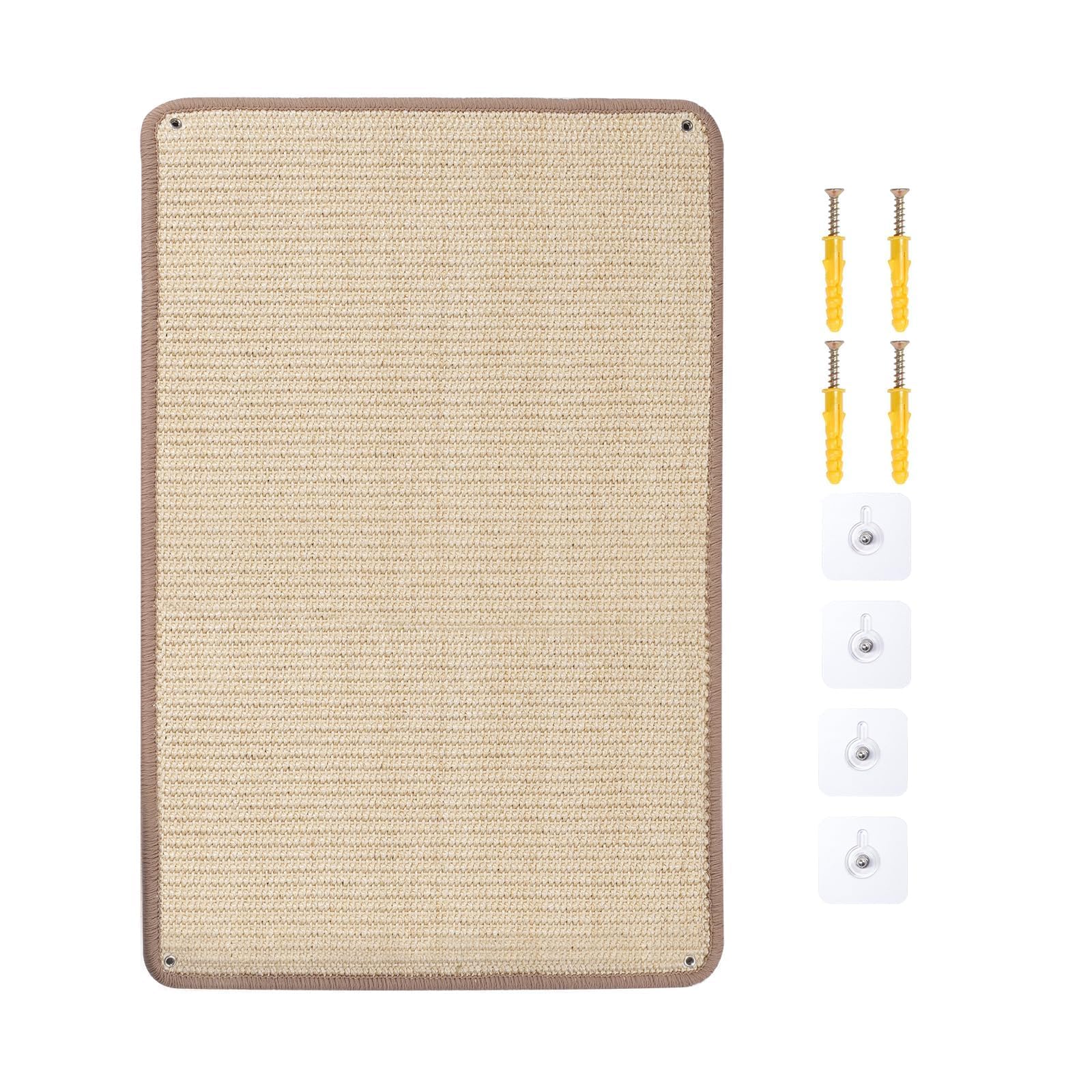 SINBLUE Natural Sisal Wall Mounted Cat Scratcher 60x40CM for Indoor Cats