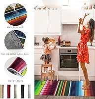 Vista 6 de Kitchen Rug Mats Set of 1 Piece Mexican Serape Colorful Stripes Non Slip Cushioned Rug Salsa Stripes Vertical Lines Anti-Fatigue Washable Comfort