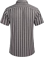 Vista 4 de COOFANDY Men's Linen Shirts Casual Button Down Short Sleeve Summer Beach Shirt Hawaiian Vacation Shirts