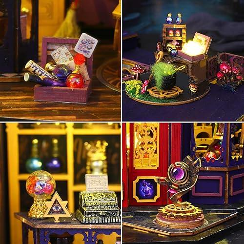 Miniatura 3 de Kit de casa en miniatura de bricolaje, kit de modelo de casa pequeña mágica con puerta que se puede abrir, kit en miniatura de casa de muñecas de