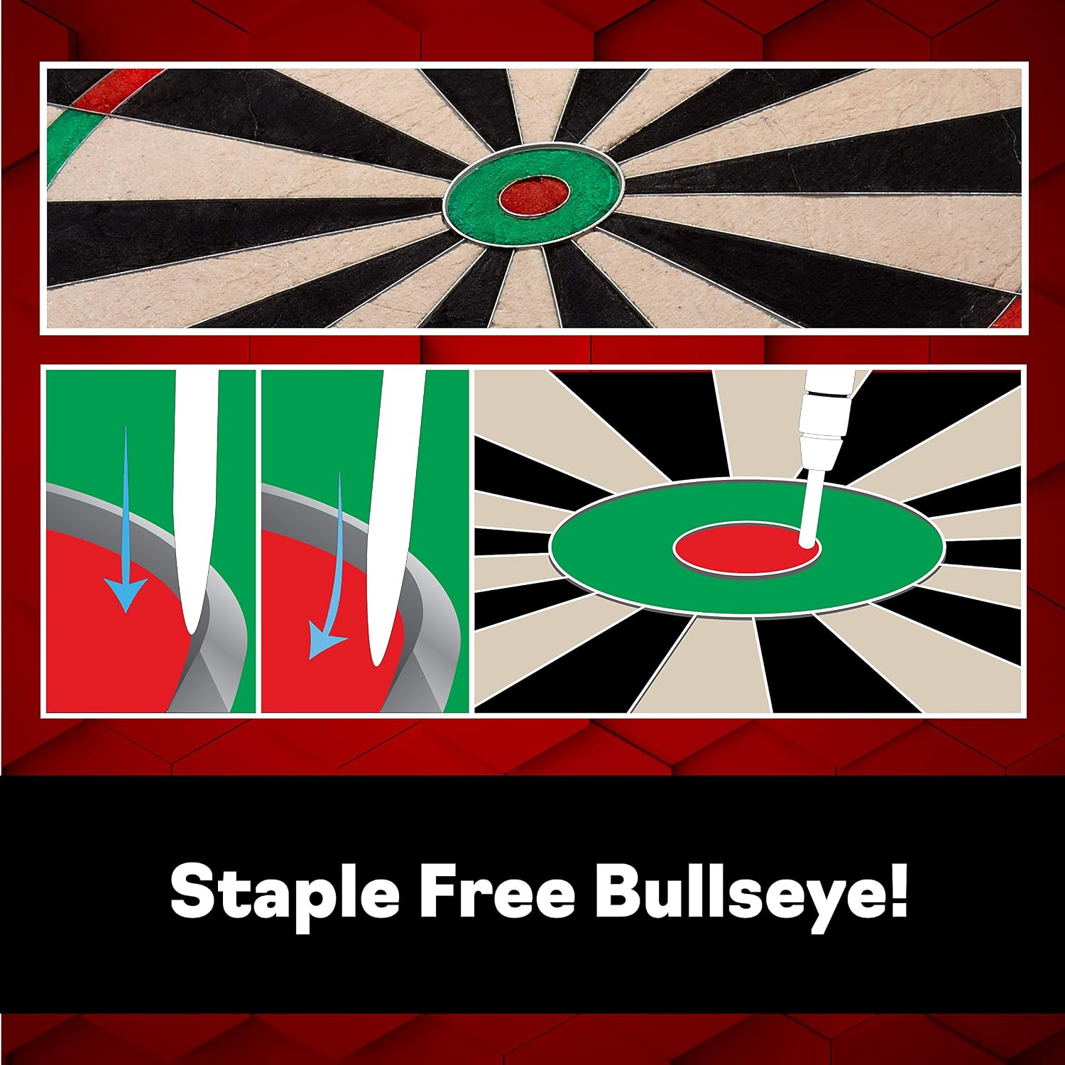 Viper Dead-On Tournament Bristle Steel Tip Dartboard Set with Staple-Free Bullseye, Metal Triangular Spider Wire for Reduced Bounce Outs and Increased Scoring; High-Grade Self-Healing Sisal Board