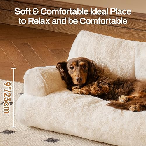 Miniatura 2 de MEWOOFUN Cama para gatos de interior, cama lavable para perros pequeños y gatos con funda extraíble, sofá esponjoso para gatos con parte inferior