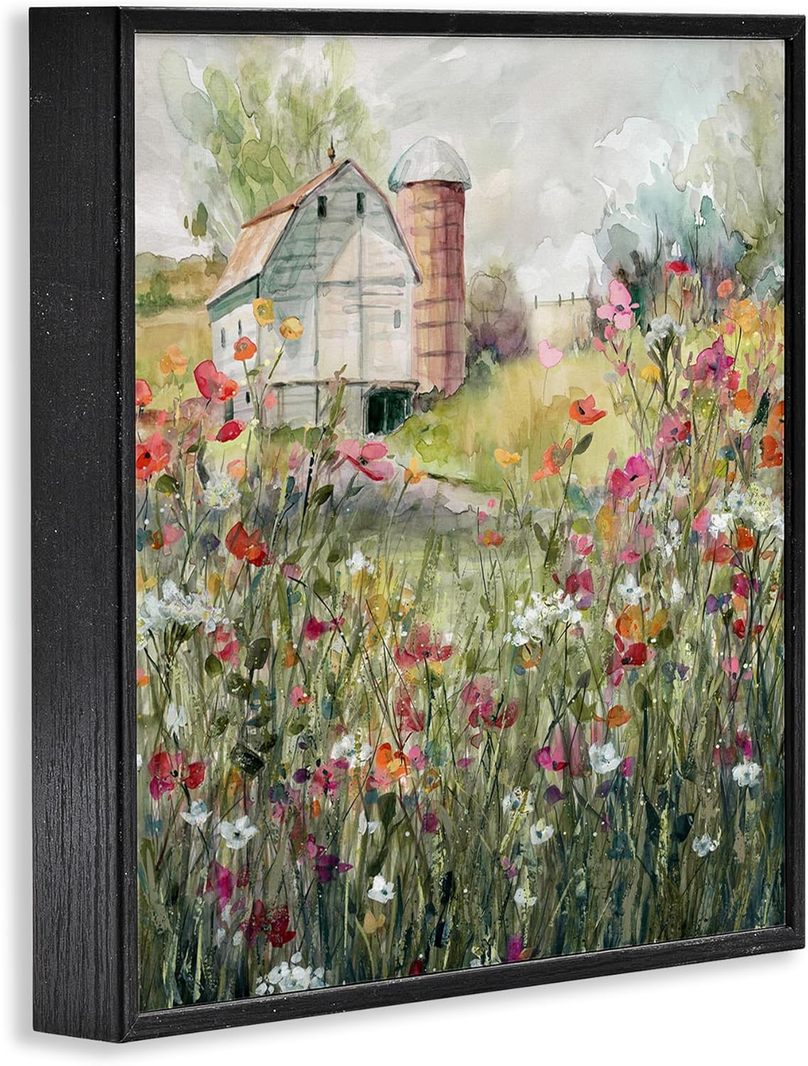 Stupell Industries Vibrant Flower Blossoms Surrounding Rural Barn Nature Framed Wall Art, Design By Carol Robinson