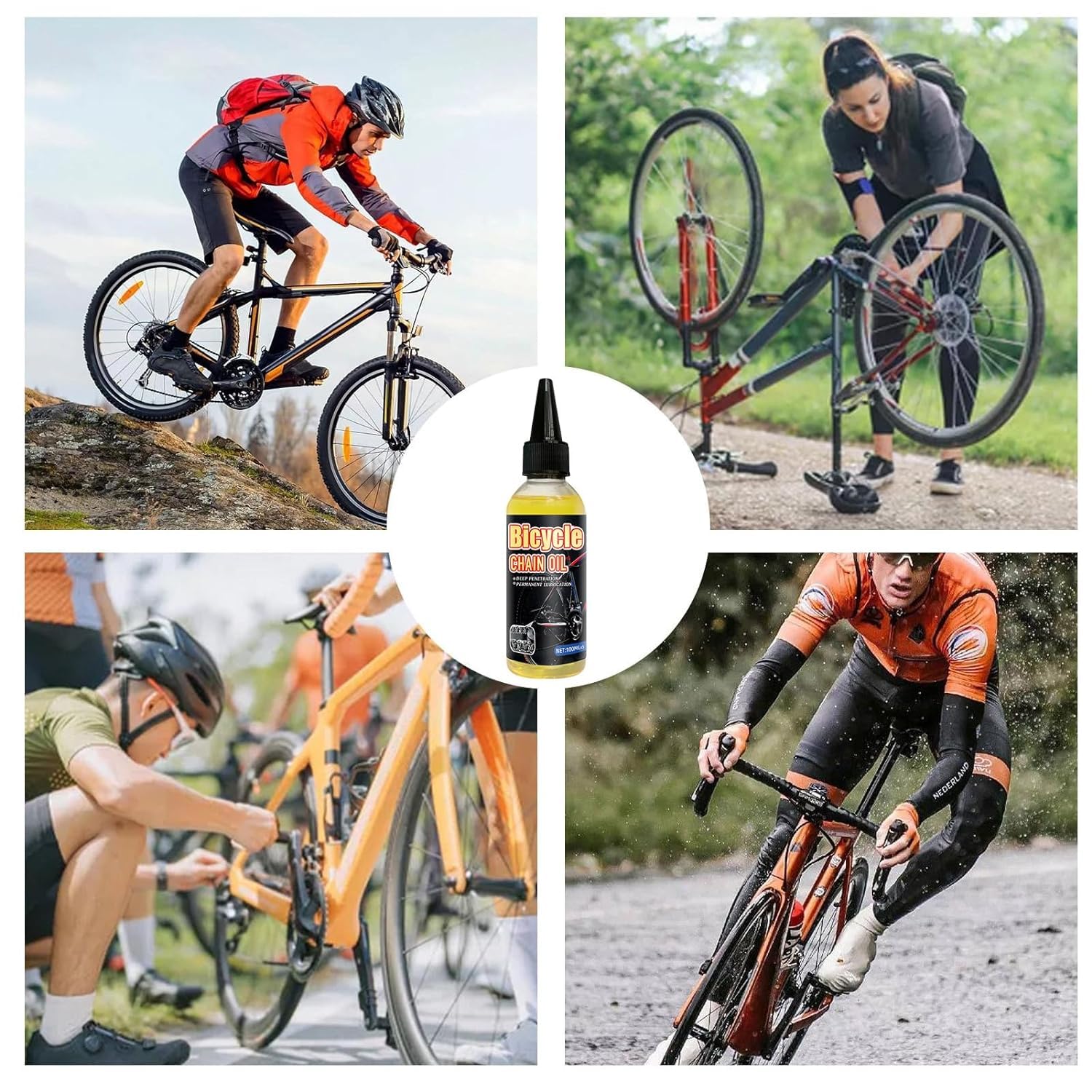 Precyzyjny olej mechaniczny, biodegradowalny smar do łańcucha rowerowego, olej do konserwacji rowerów, smar do rowerów, odpowiedni do wszystkich rodzajów rowerów, 100 ml