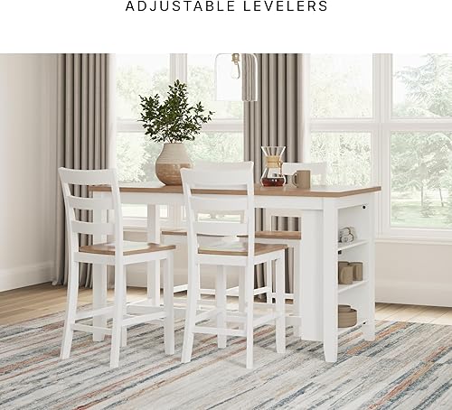 Miniatura 10 de Signature Design by Ashley Robbinsdale Farmhouse Taburete de bar tapizado, juego de 2, respaldo en X, ribete de cabeza de clavo, madera, 24.75