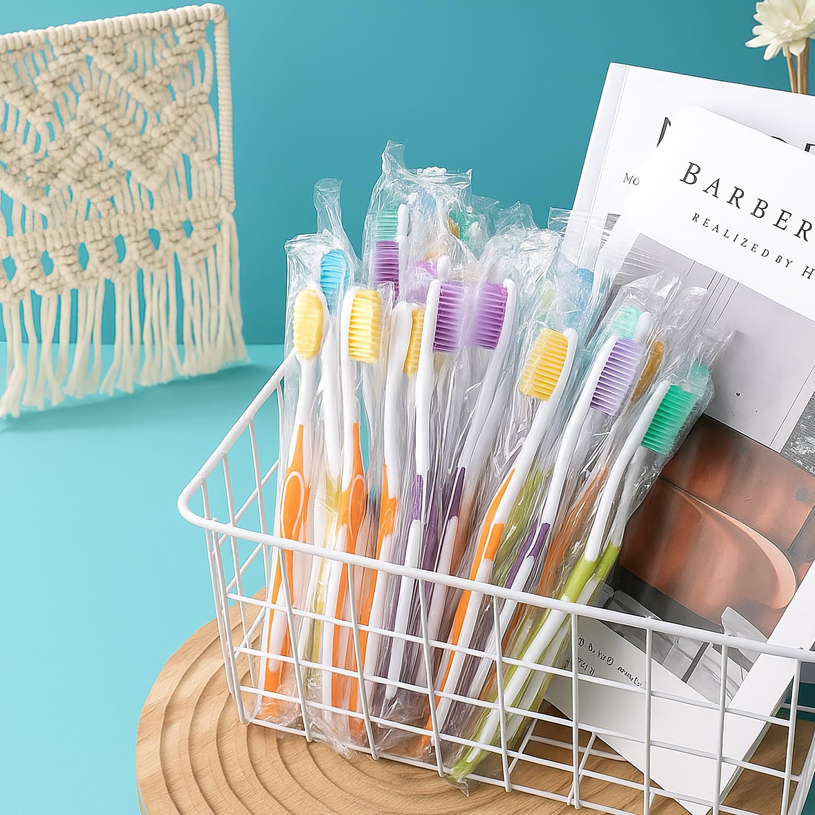 200 spazzolini da denti usa e getta, confezionati singolarmente, colorati, da viaggio, per donazioni in hotel, viaggi, senza casa (4 colori)