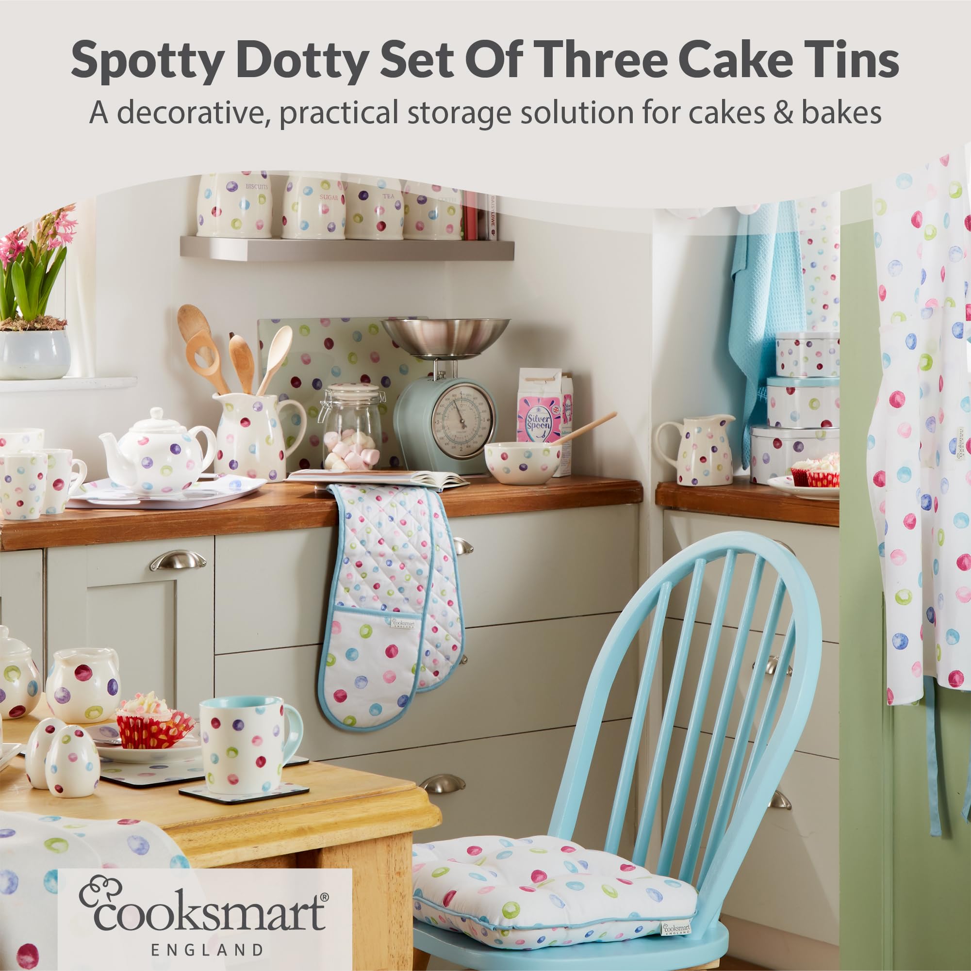 Spotty Dotty - Set di 3 contenitori rotondi per torta, motivo a pois