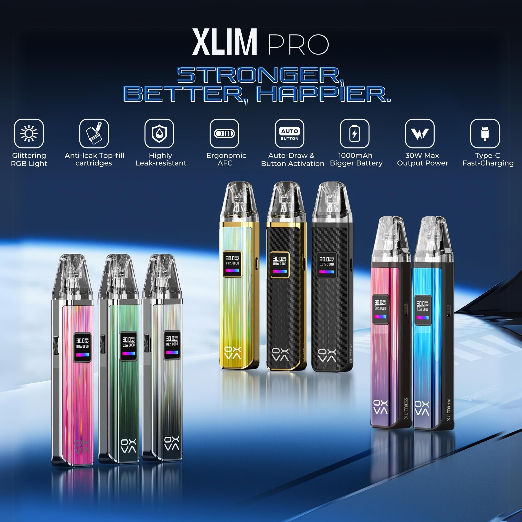 OXVA Xlim Pro Vape Starter Kit - E Cigarette Long Lasting 1000mAh Built-in  Battery, 30W, Smooth MTL & RDTL Vaping, Adjustable Airflow, Button Or  Inhale Activation, E Cig No Nicotine (Aurora Pink):